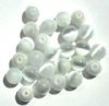 25 8mm Round White Fiber Optic Cats Eye Beads